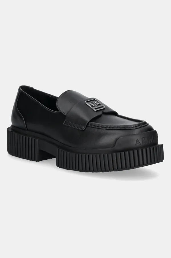 Armani Exchange Kožne mokasinke Armani Exchange za žene, boja: crna, s platformom, XDA006 XV874 00002
