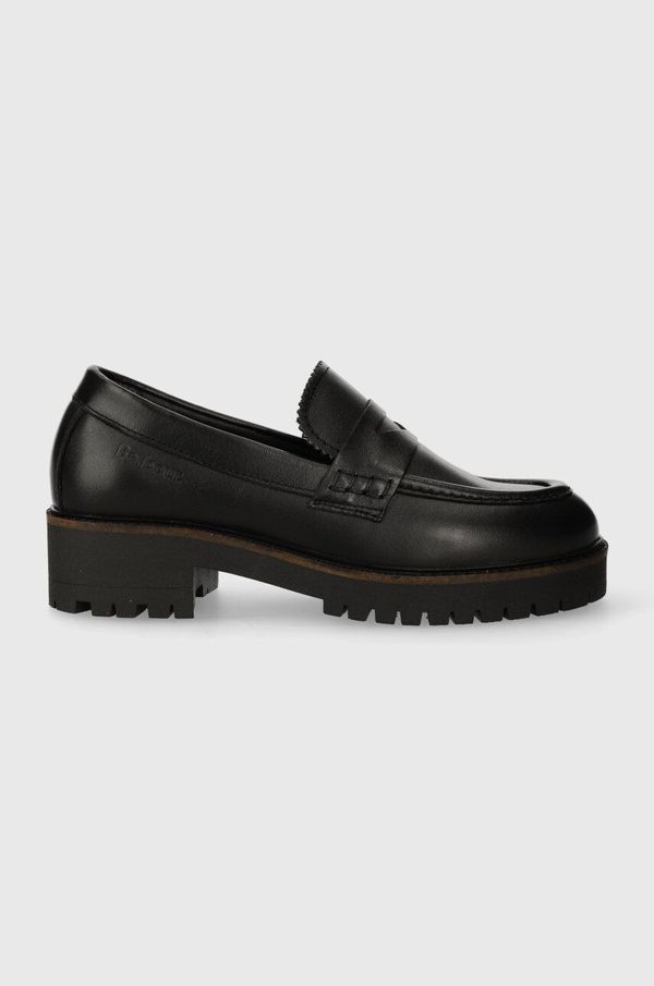 Barbour Kožne mokasinke Barbour Norma za žene, boja: crna, s platformom, LFO0672BK51