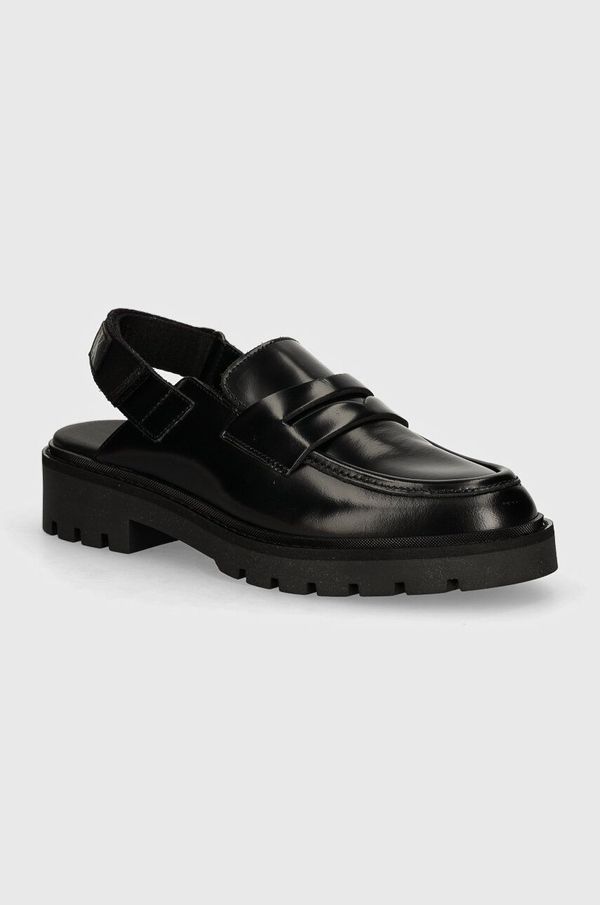 Calvin Klein Jeans Kožne mokasinke Calvin Klein Jeans COMBAT SLING MULE LTH za žene, boja: crna, s platformom, YW0YW01521