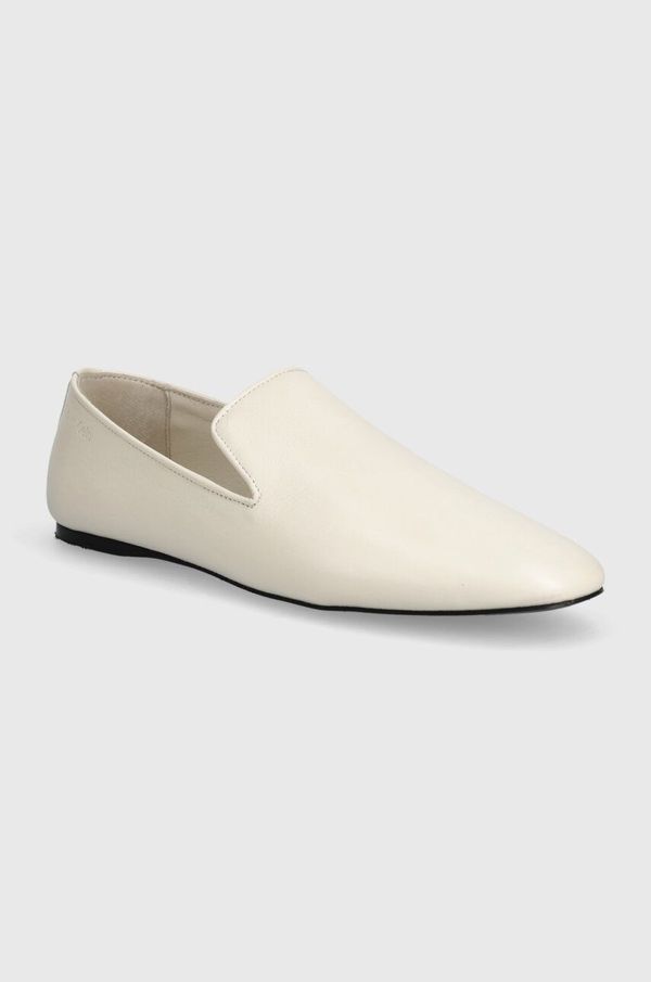 Calvin Klein Kožne mokasinke Calvin Klein LOAFER LEATHER za žene, boja: bež, ravni potplat, HW0HW02129