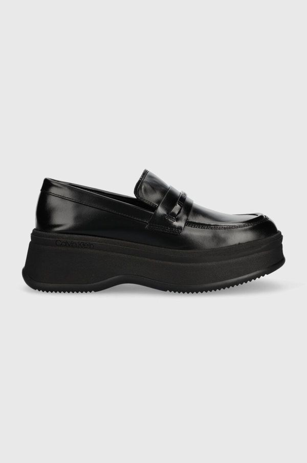 Calvin Klein Kožne mokasinke Calvin Klein PITCHED LOAFER W/HW za žene, boja: crna, s platformom, HW0HW01817