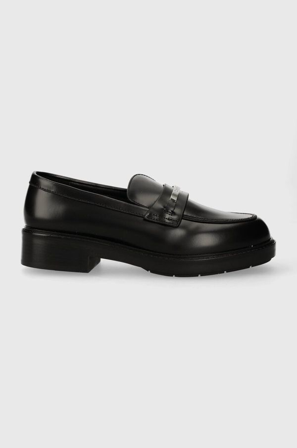 Calvin Klein Kožne mokasinke Calvin Klein RUBBER SOLE LOAFER W/HW za žene, boja: crna, s platformom, HW0HW02006