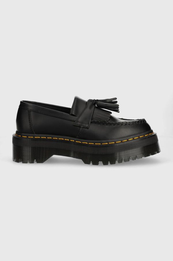 Dr. Martens Kožne mokasinke Dr. Martens Adrian Quad za žene, boja: crna, s platformom, DM27989001