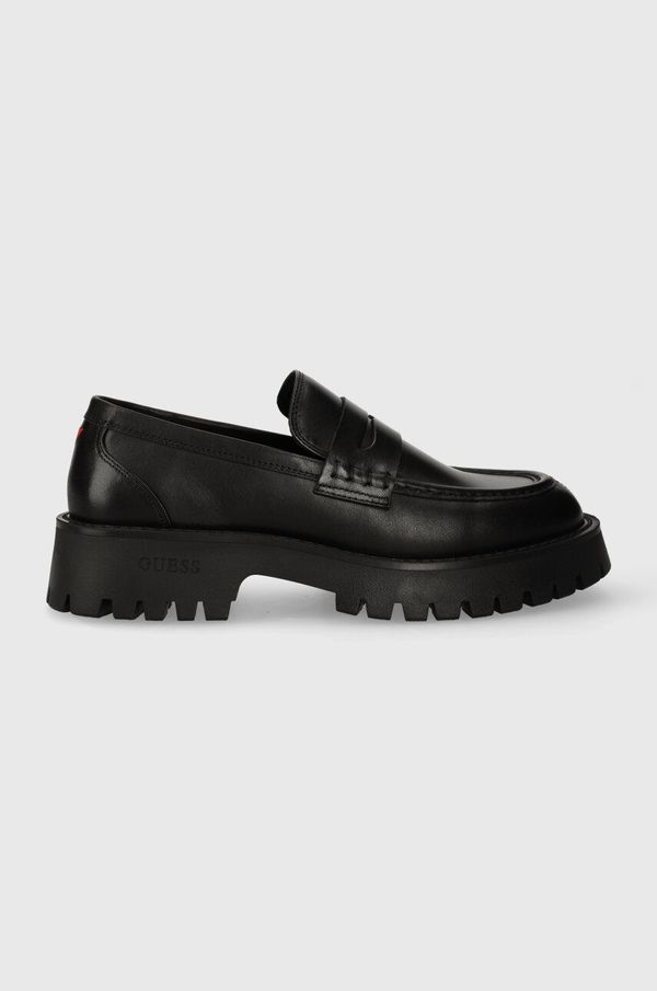 Guess Kožne mokasinke Guess GORIZIA MOC za muškarce, boja: crna, FM8GOM LEA12