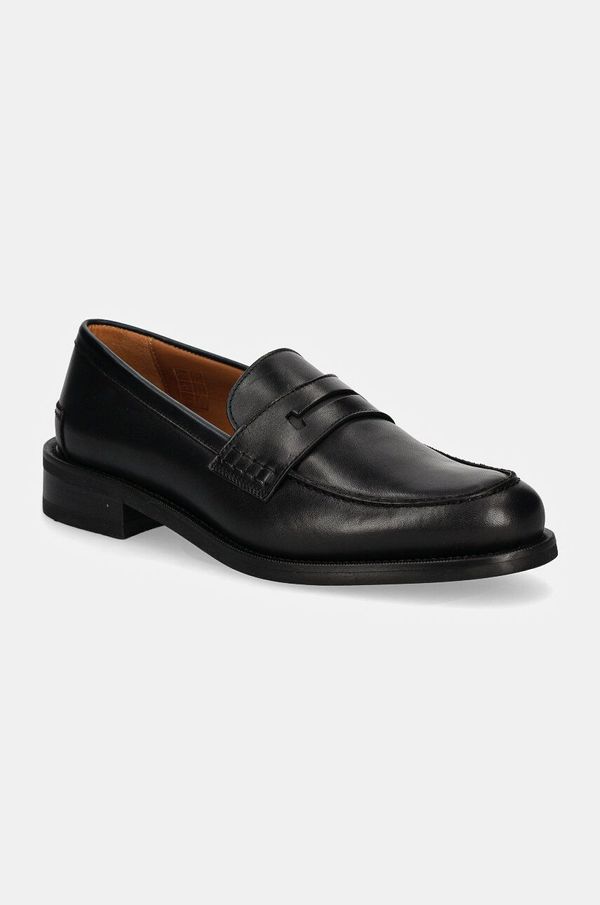 Hackett London Kožne mokasinke Hackett London JAME SIGN za muškarce, boja: crna, HMS21427