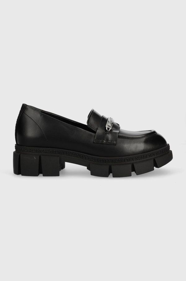 Karl Lagerfeld Kožne mokasinke Karl Lagerfeld ARIA za žene, boja: crna, s platformom, KL43210