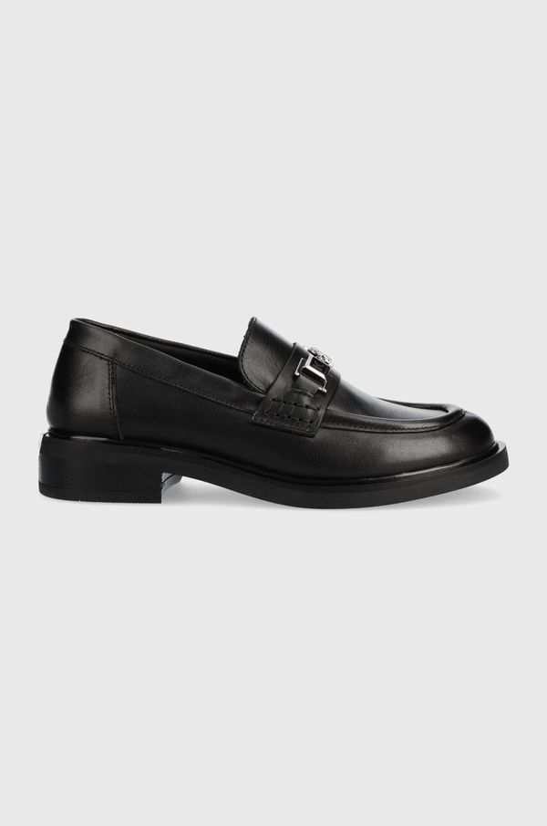 Karl Lagerfeld Kožne mokasinke Karl Lagerfeld PAYTON za žene, boja: crna, ravni potplat, KL41420