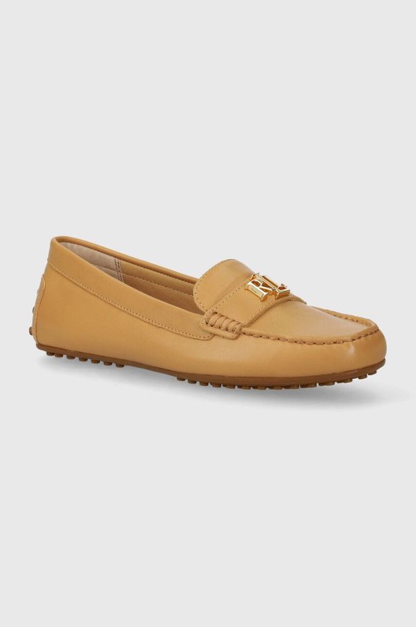Lauren Ralph Lauren Kožne mokasinke Lauren Ralph Lauren Bransbury za žene, boja: bež, ravni potplat, 802852847001