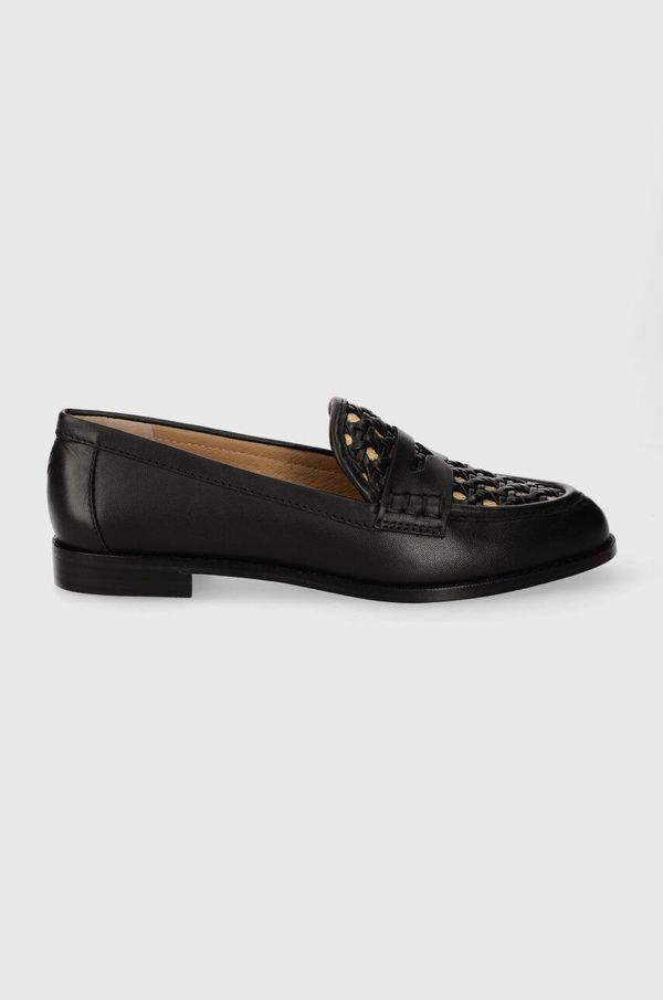 Lauren Ralph Lauren Kožne mokasinke Lauren Ralph Lauren Wynnie II za žene, boja: crna, ravni potplat, 802925342001