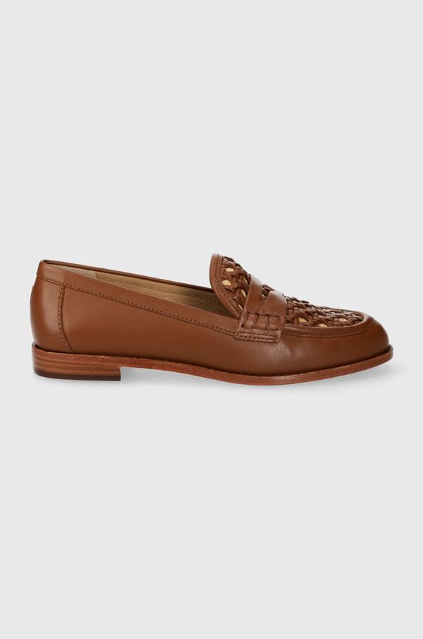 Lauren Ralph Lauren Kožne mokasinke Lauren Ralph Lauren Wynnie II za žene, boja: smeđa, ravni potplat, 802925342002