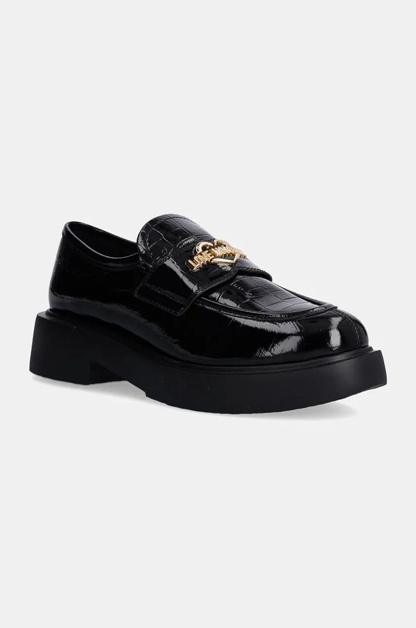 Love Moschino Kožne mokasinke Love Moschino za žene, boja: crna, s platformom, JA10404G0LIB0000