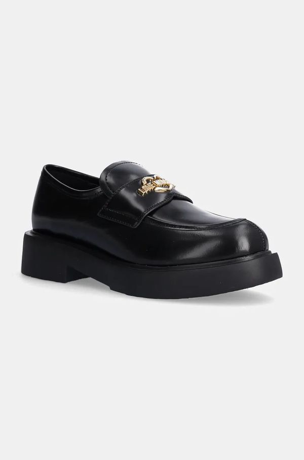 Love Moschino Kožne mokasinke Love Moschino za žene, boja: crna, s platformom, JA10404G0LJD0000