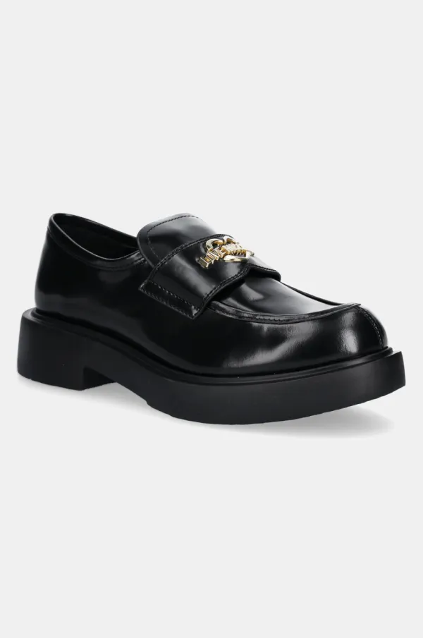 Love Moschino Kožne mokasinke Love Moschino za žene, boja: crna, s platformom, JA10404G1MJD0000