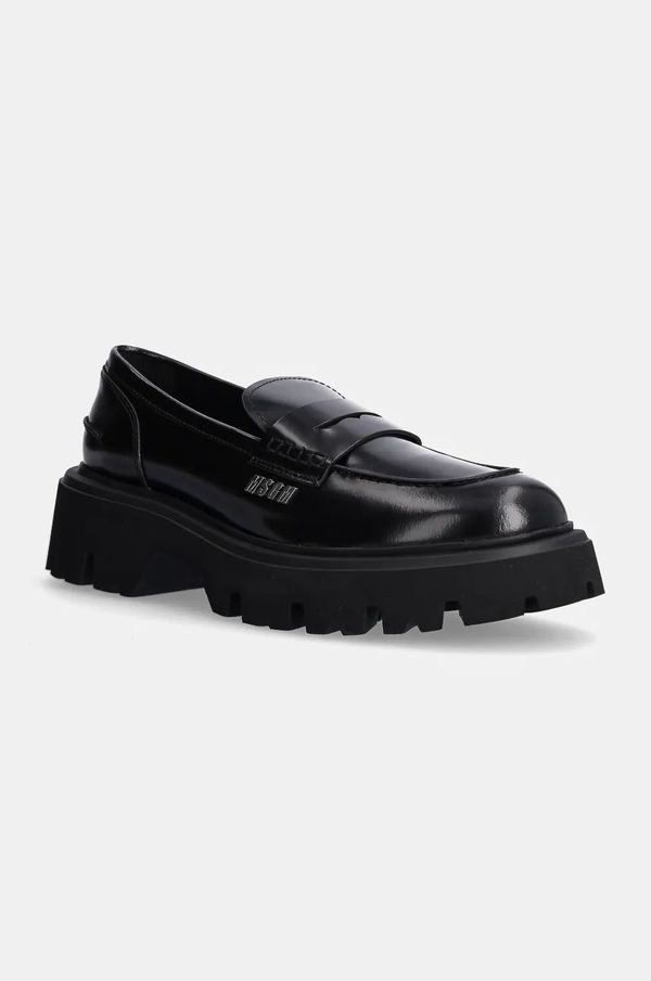 MSGM Kožne mokasinke MSGM za muškarce, boja: crna, 3740MS153 513