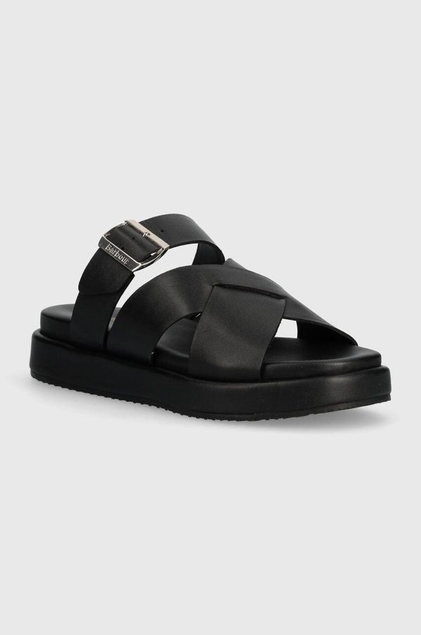 Barbour Kožne natikače Barbour Annalise za žene, boja: crna, s platformom, LFO0686BK11