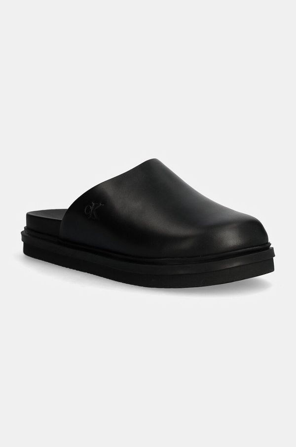 Calvin Klein Jeans Kožne natikače Calvin Klein Jeans HOME CLOG LTH za muškarce, boja: crna, YM0YM01181