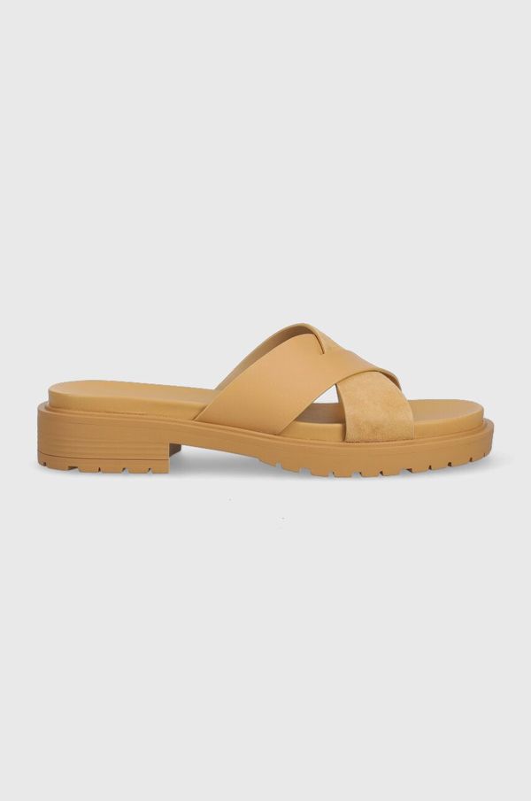 Lauren Ralph Lauren Kožne natikače Lauren Ralph Lauren Kelsie za žene, boja: bež, s platformom, 802904251001