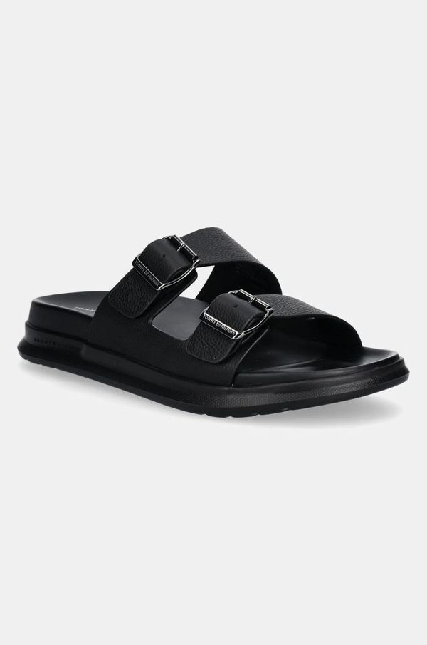 Tommy Hilfiger Kožne natikače Tommy Hilfiger D DENSITY HILFIGER LTH SAND za muškarce, boja: crna, FM0FM05414