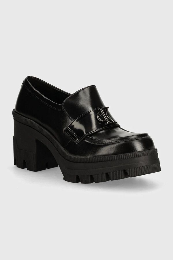 Calvin Klein Jeans Kožne salonke Calvin Klein Jeans CHUNKY HEELED LOAFER MG MTR boja: crna, s debelom potpeticom, YW0YW01494