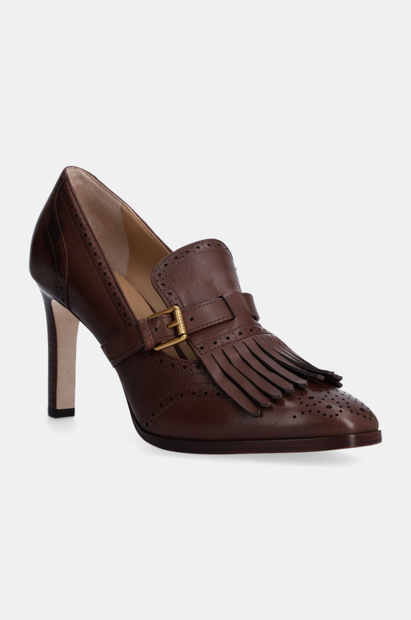 Lauren Ralph Lauren Kožne salonke Lauren Ralph Lauren Colleen boja: smeđa, s debelom potpeticom, 802944557002