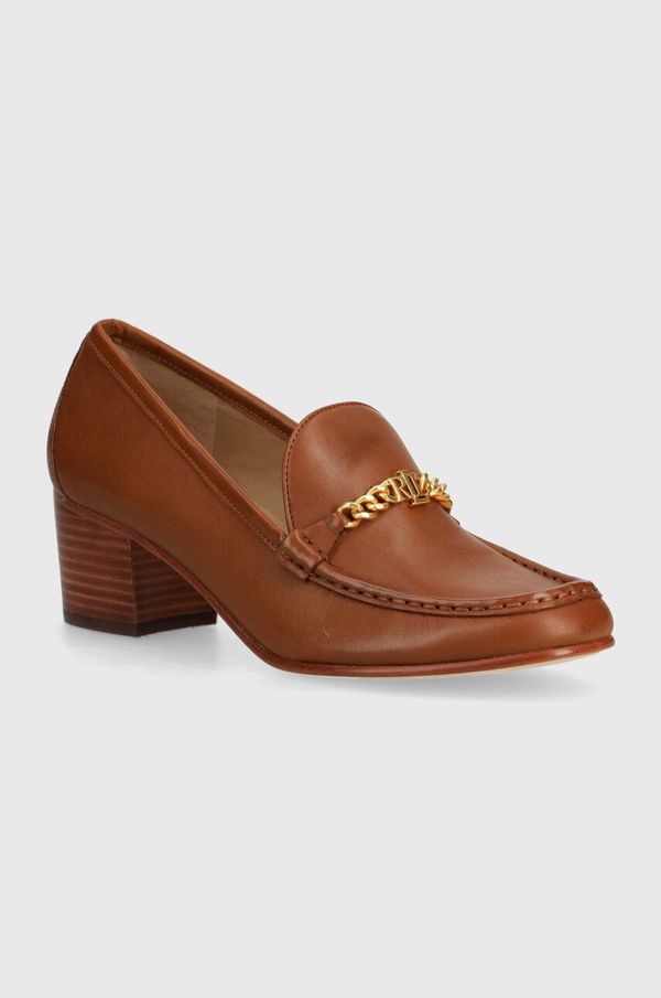 Lauren Ralph Lauren Kožne salonke Lauren Ralph Lauren Winslet boja: smeđa, s debelom potpeticom, 802942573002