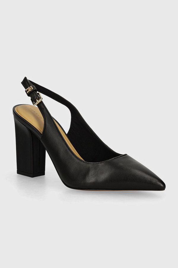 Tommy Hilfiger Kožne salonke Tommy Hilfiger TH BLOCK HIGH HEEL PUMP boja: crna, s debelom potpeticom, s otvorenom petom, FW0FW08289