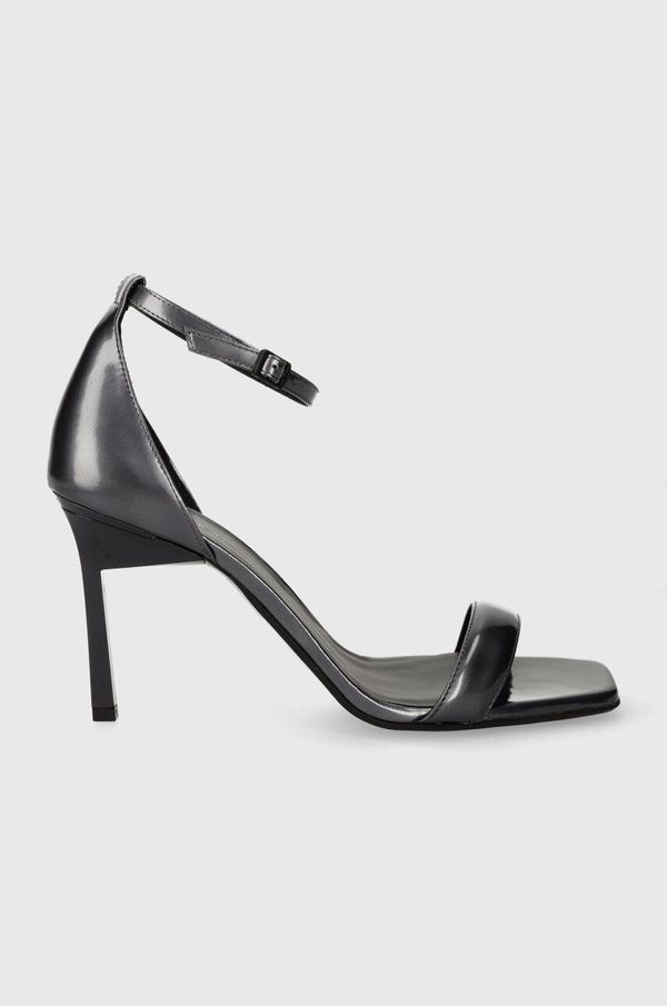 Calvin Klein Kožne sandale Calvin Klein GEO STIL SQUARE SANDAL 90-PEARL HW0HW01993