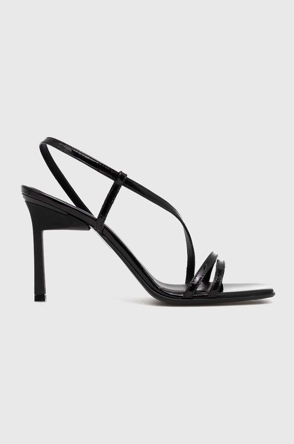 Calvin Klein Kožne sandale Calvin Klein GEO STILETTO ASY SAN boja: crna, HW0HW01609