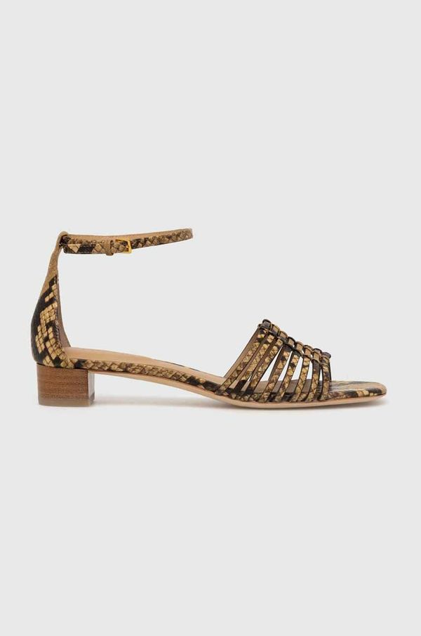 Lauren Ralph Lauren Kožne sandale Lauren Ralph Lauren Fionna za žene, boja: bež, 802925249001
