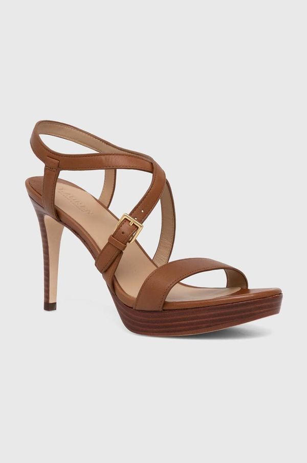 Lauren Ralph Lauren Kožne sandale Lauren Ralph Lauren Kerri boja: smeđa, 802942777002