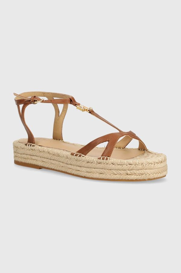 Lauren Ralph Lauren Kožne sandale Lauren Ralph Lauren Payton za žene, boja: smeđa, s platformom, 802927966001