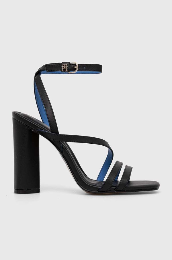 Tommy Hilfiger Kožne sandale Tommy Hilfiger TH LEATHER BLOCK HIGH HEEL boja: crna, FW0FW07752