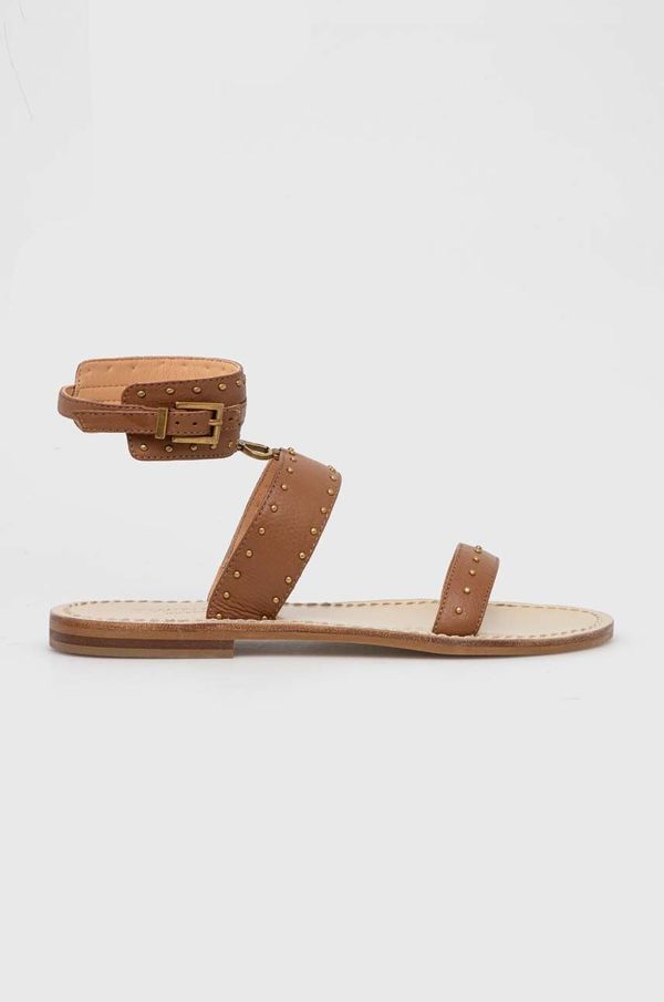 Twinset Kožne sandale Twinset za žene, boja: smeđa, 241TCT050