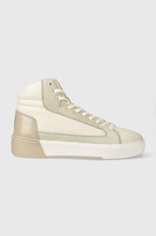 Calvin Klein Kožne tenisice Calvin Klein HIGH TOP LACE UP INV STITCH boja: siva, HM0HM01164