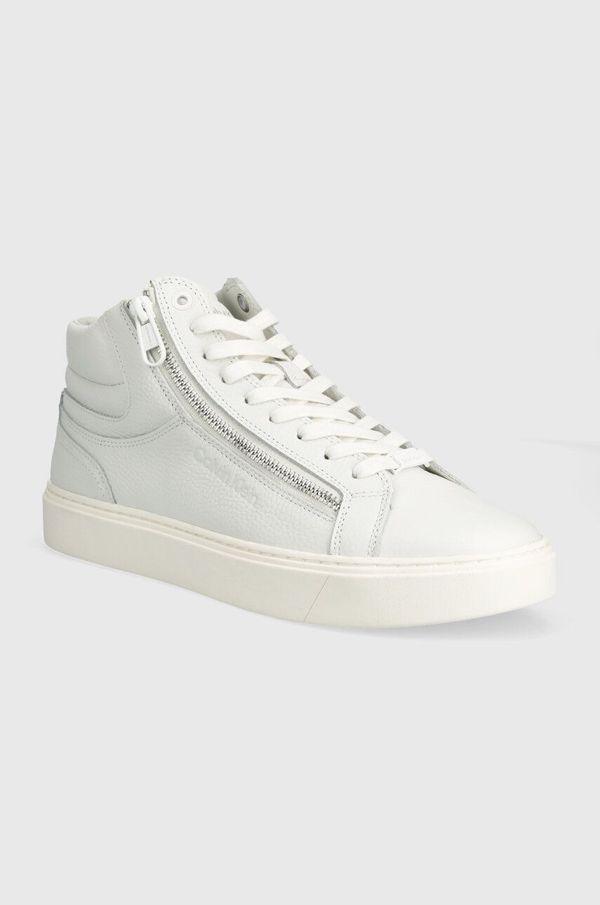 Calvin Klein Kožne tenisice Calvin Klein HIGH TOP LACE UP W/ZIP boja: bijela, HM0HM01476