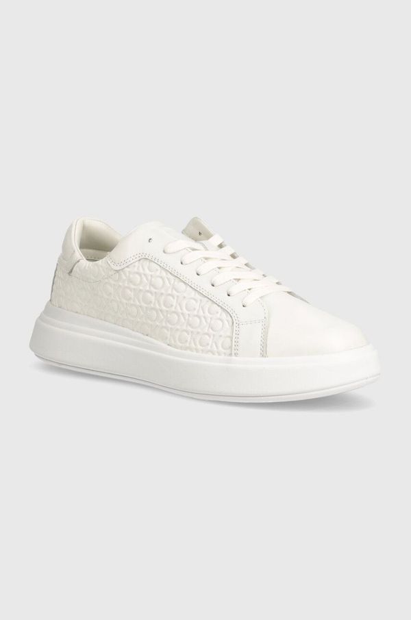 Calvin Klein Kožne tenisice Calvin Klein HM0HM01498 boja: bijela, LOW TOP LACE UP LTH MONO