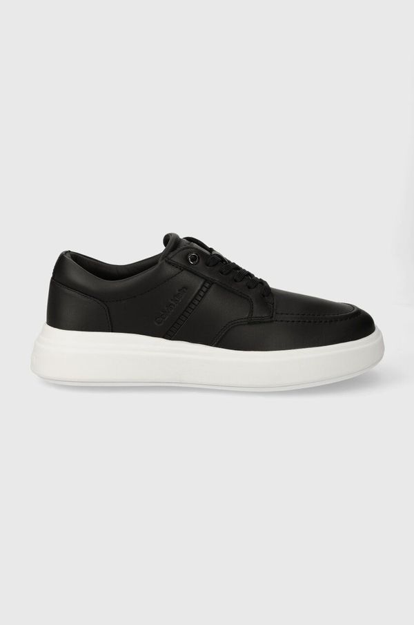 Calvin Klein Kožne tenisice Calvin Klein LOW TOP LACE UP TAILOR boja: crna, HM0HM01379