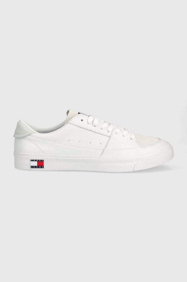 Tommy Jeans Kožne tenisice Tommy Jeans VULCANIZED ESS za muškarce, boja: bijela, EM0EM01106
