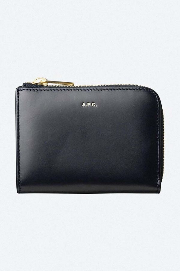 A.P.C. Kožni novčanik A.P.C. boja: tamno plava, PXAWV.F63166-DARKNAVY