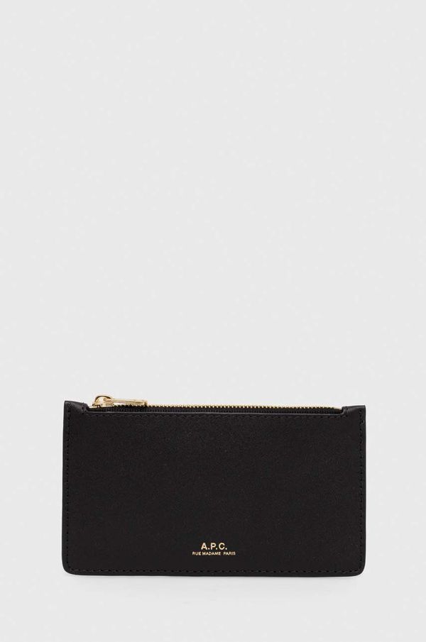 A.P.C. Kožni novčanik A.P.C. porte-cartes willow za žene, boja: crna, PXAWV.F63276
