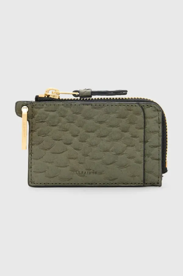 AllSaints Kožni novčanik AllSaints REMY za žene, boja: zelena, W132XC