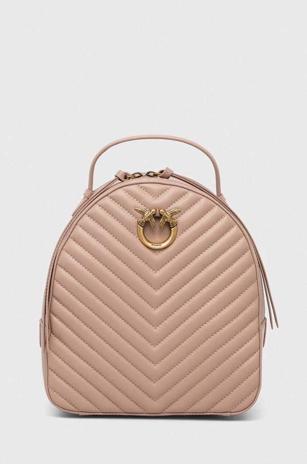 Pinko Kožni ruksak Pinko Answear Exclusive za žene, boja: bež, mali, bez uzorka