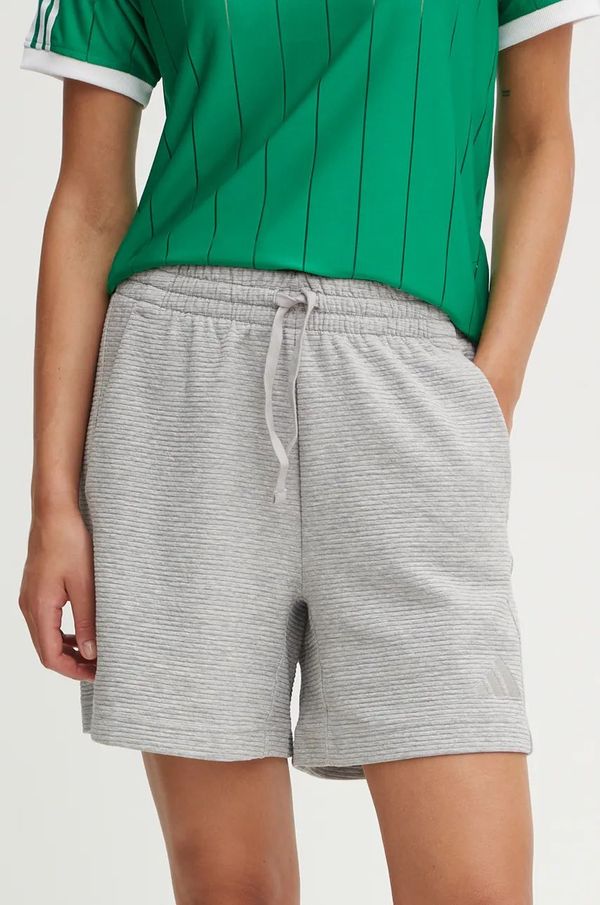 adidas Kratke hlače adidas All SZN za žene, boja: siva, melanž, srednje visoki struk, IY6826