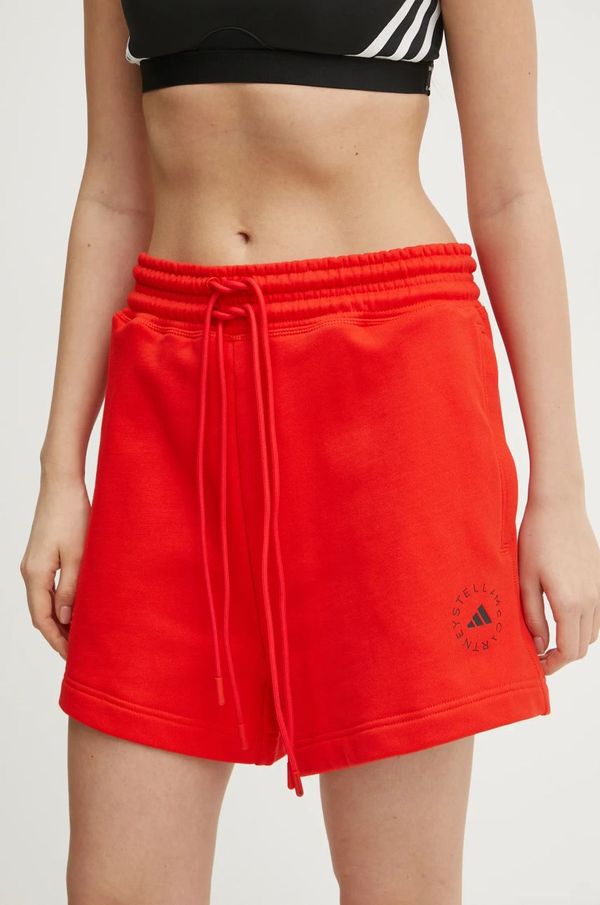 adidas by Stella McCartney Kratke hlače adidas by Stella McCartney za žene, boja: crvena, bez uzorka, visoki struk, JD4668