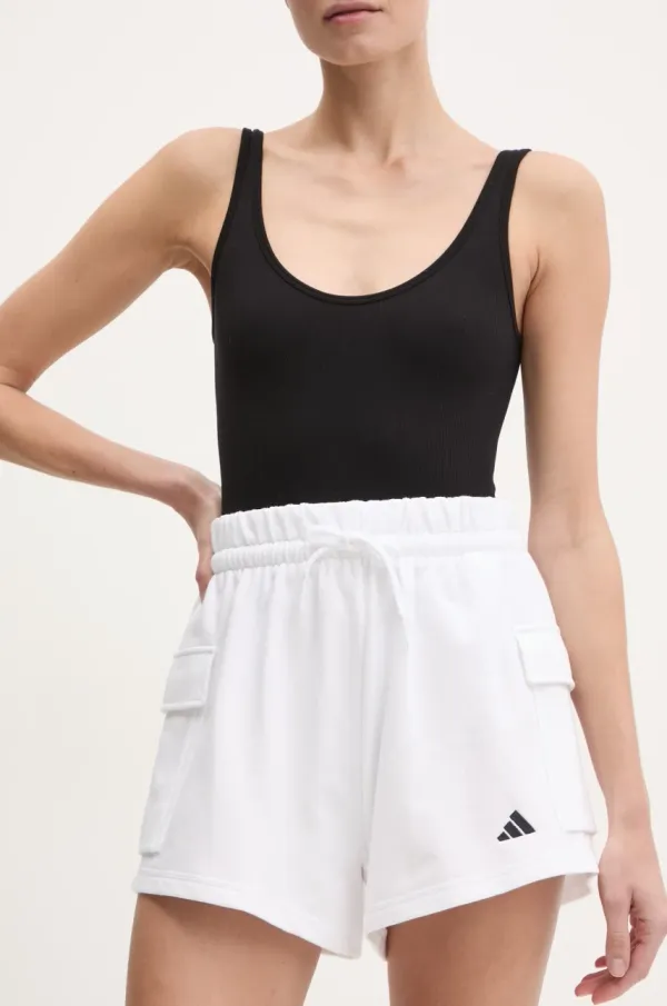 adidas Kratke hlače adidas Essentials za žene, boja: bijela, bez uzorka, visoki struk, JD9945