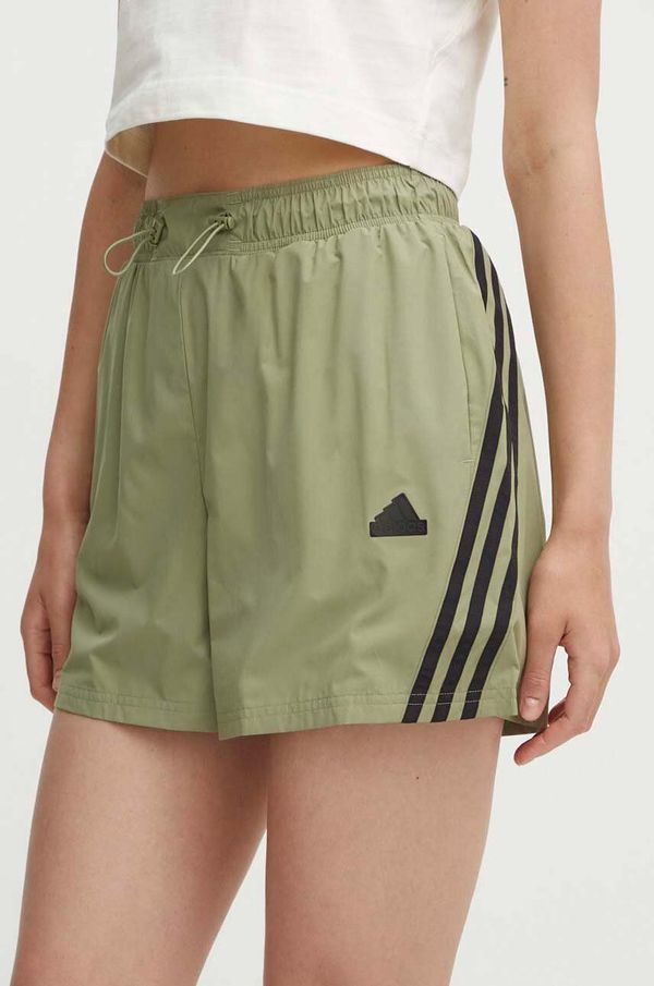 adidas Kratke hlače adidas Future Icons za žene, boja: zelena, s aplikacijom, visoki struk, IW7707