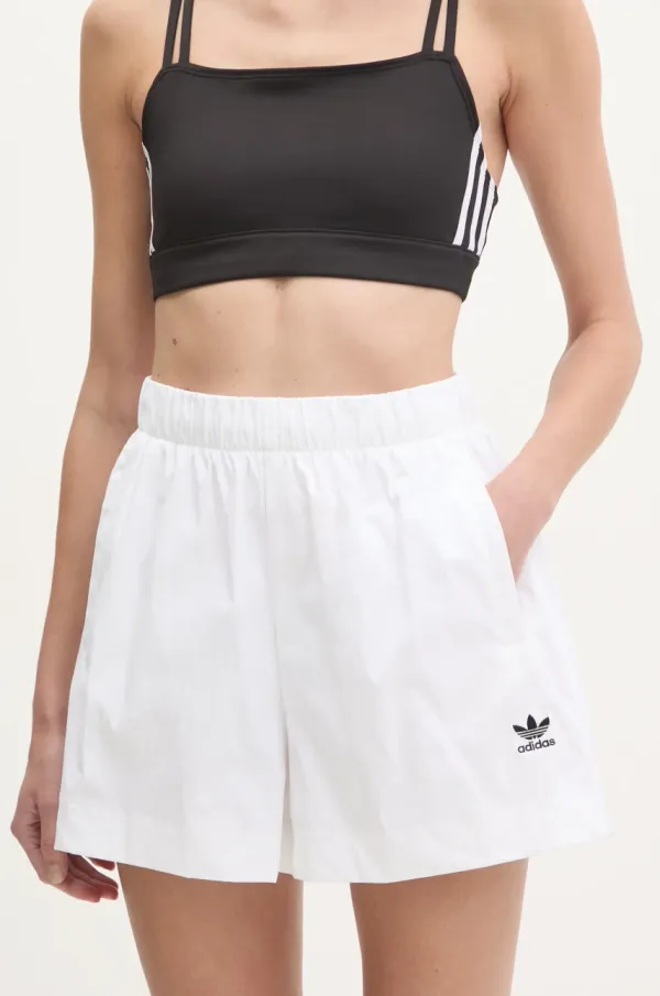 adidas Originals Kratke hlače adidas Originals Essential za žene, boja: bijela, bez uzorka, srednje visoki struk, JD1510