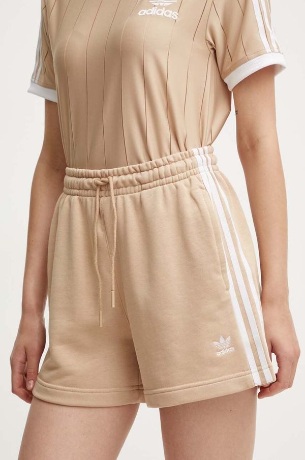 adidas Originals Kratke hlače adidas Originals za žene, boja: bež, s aplikacijom, visoki struk, IY2159