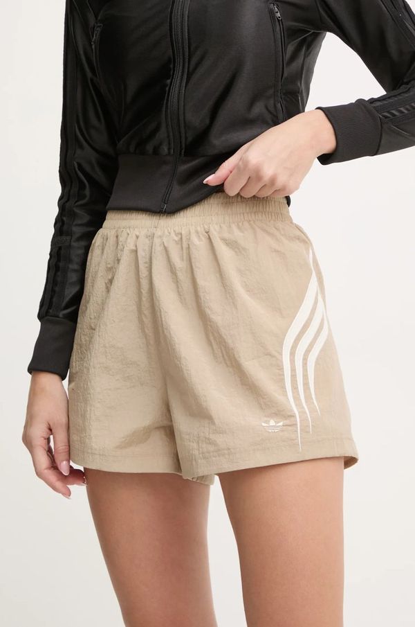 adidas Originals Kratke hlače adidas Originals za žene, boja: bež, s aplikacijom, visoki struk, IY9238