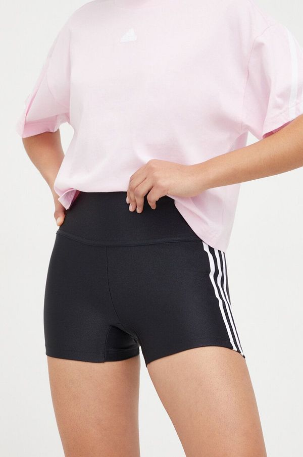 adidas Originals Kratke hlače adidas Originals za žene, boja: crna, s aplikacijom, visoki struk